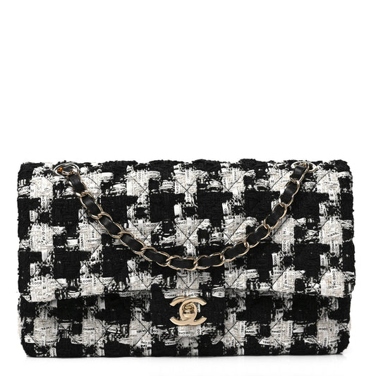 CHANEL QUILTED TWEED MEDIUM DOUBLE FLAP BAG