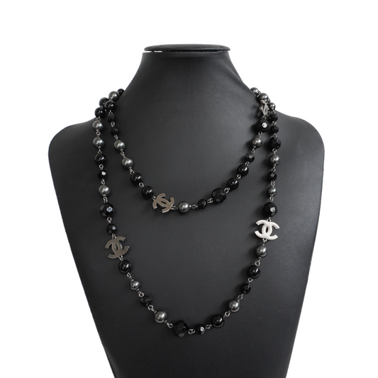 Chanel Ruthenium Pearl Beaded Necklace