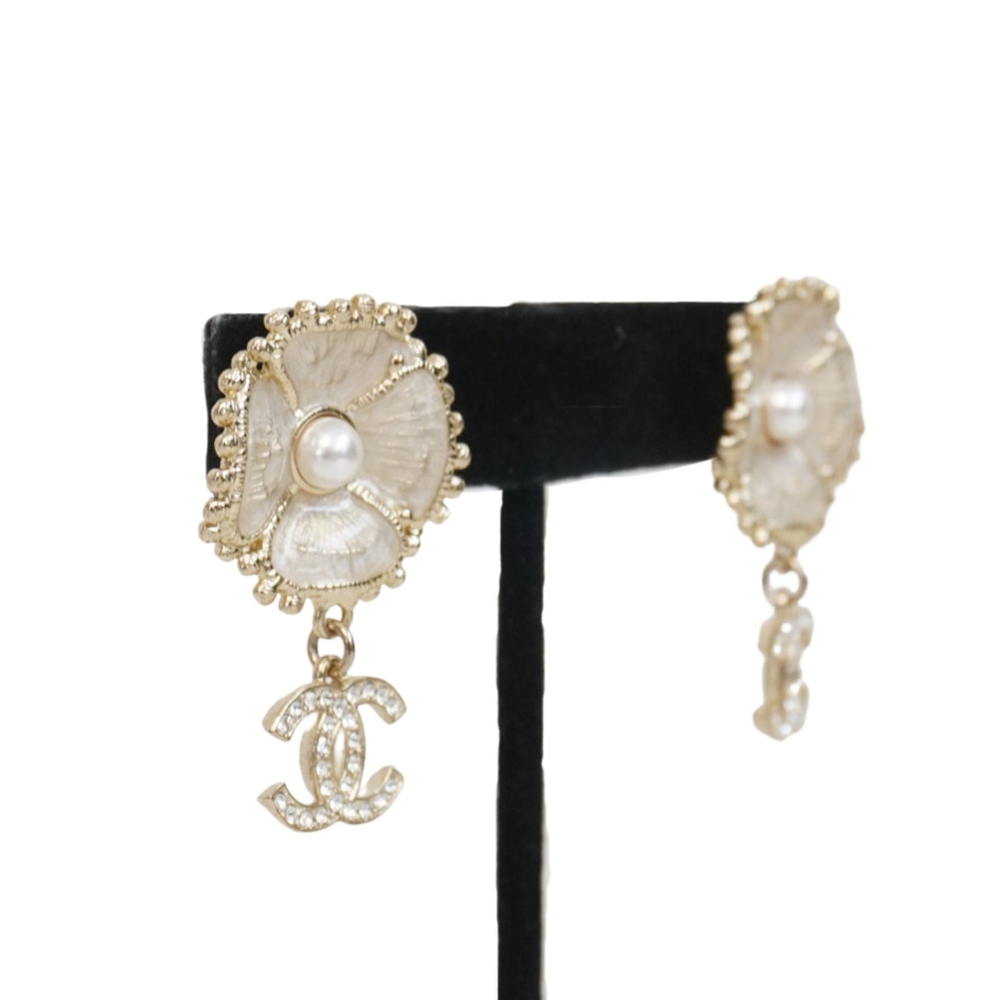 Chanel 'Camellia CC' Drop Earrings