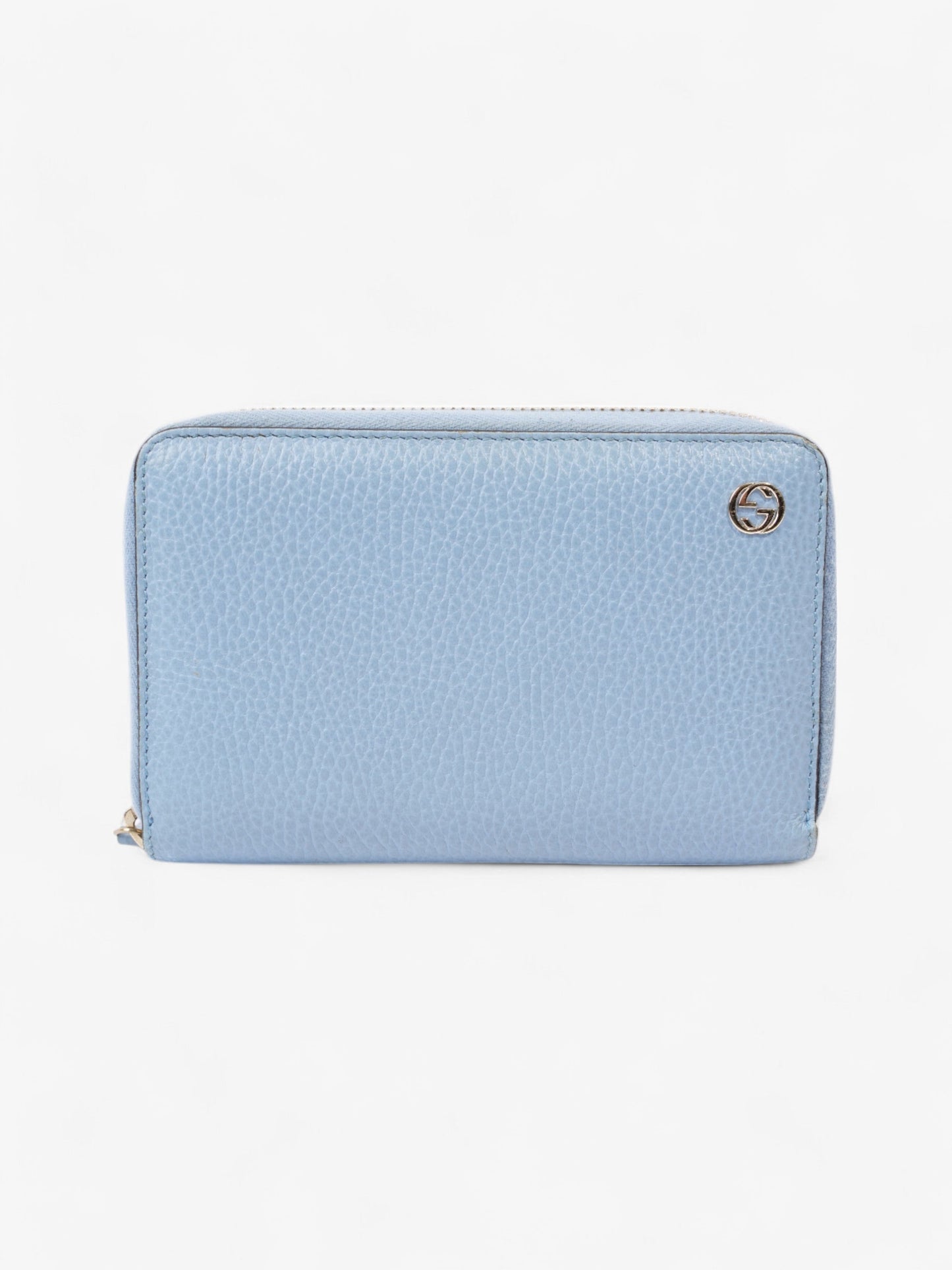 Gucci Zip Around Wallet Light Blue / Light Gold Leather Medium