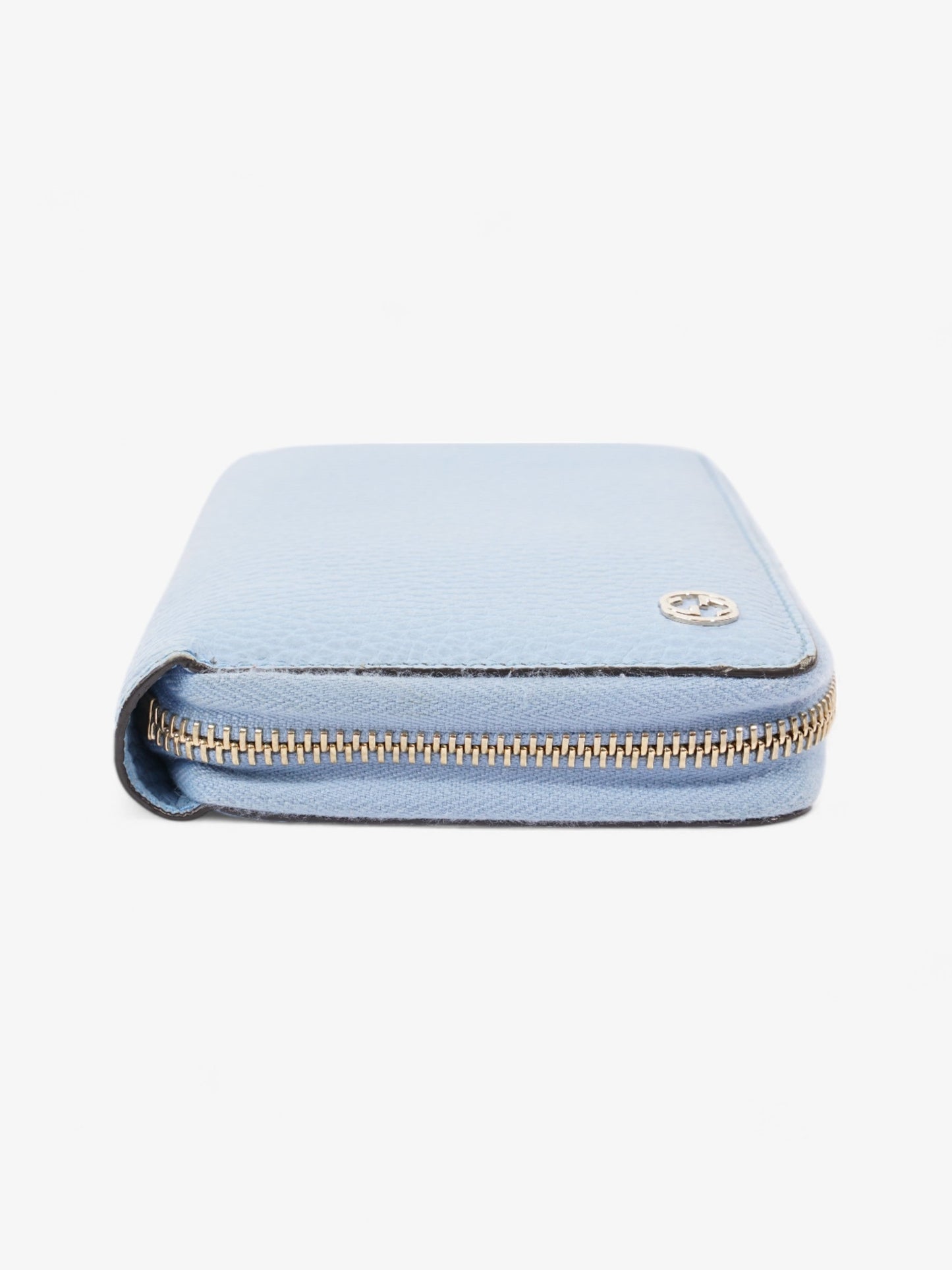 Gucci Zip Around Wallet Light Blue / Light Gold Leather Medium