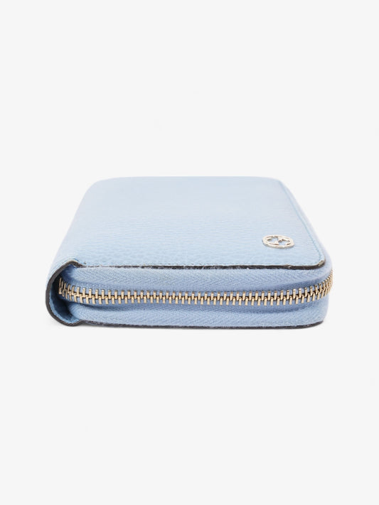 Gucci Zip Around Wallet Light Blue / Light Gold Leather Medium