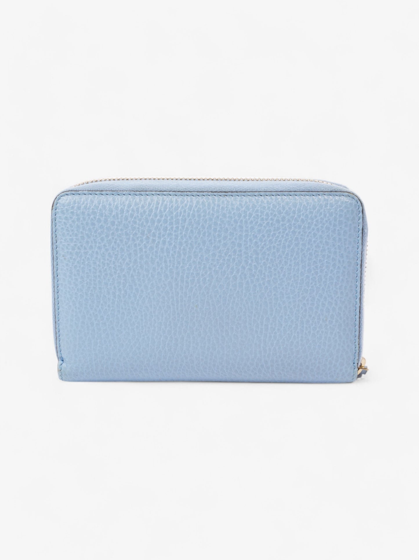 Gucci Zip Around Wallet Light Blue / Light Gold Leather Medium