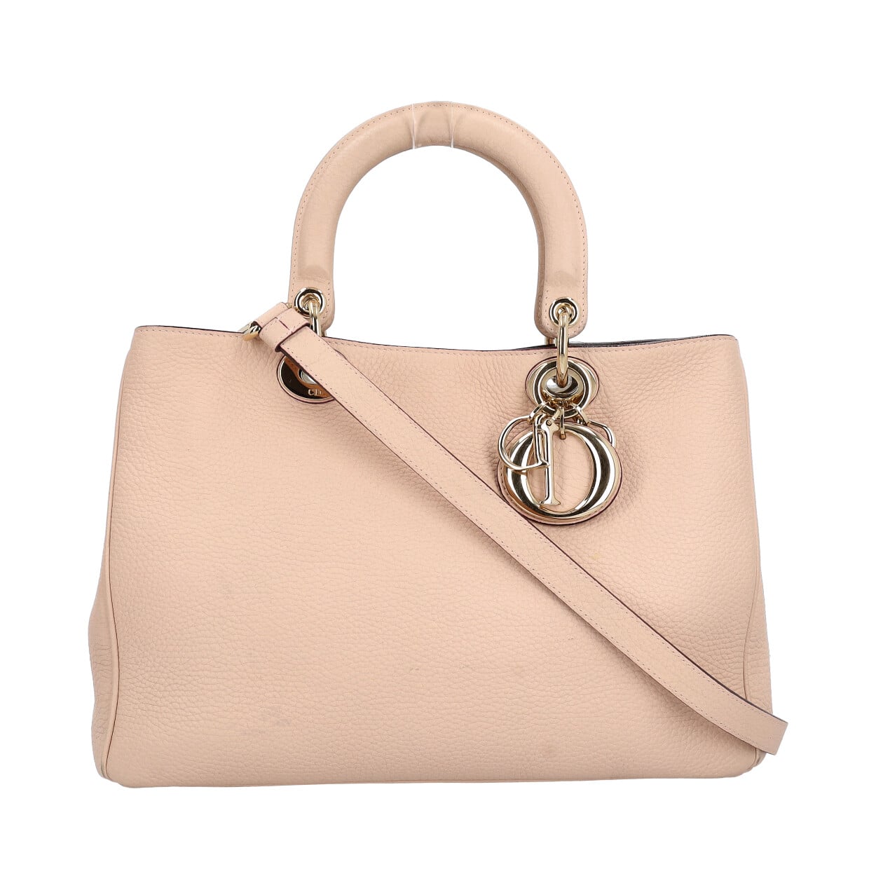 CHRISTIAN DIOR Leather Medium Diorissimo Tote Pink