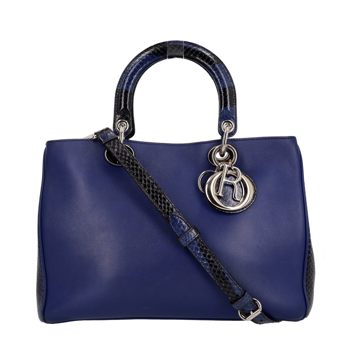 CHRISTIAN DIOR Leather/Python Diorissimo Tote Blue