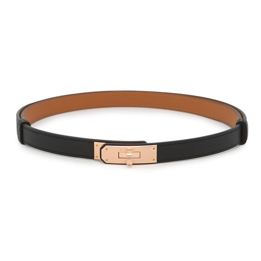 HERMES Belt Kelly 18 Black/Gold Epsom
