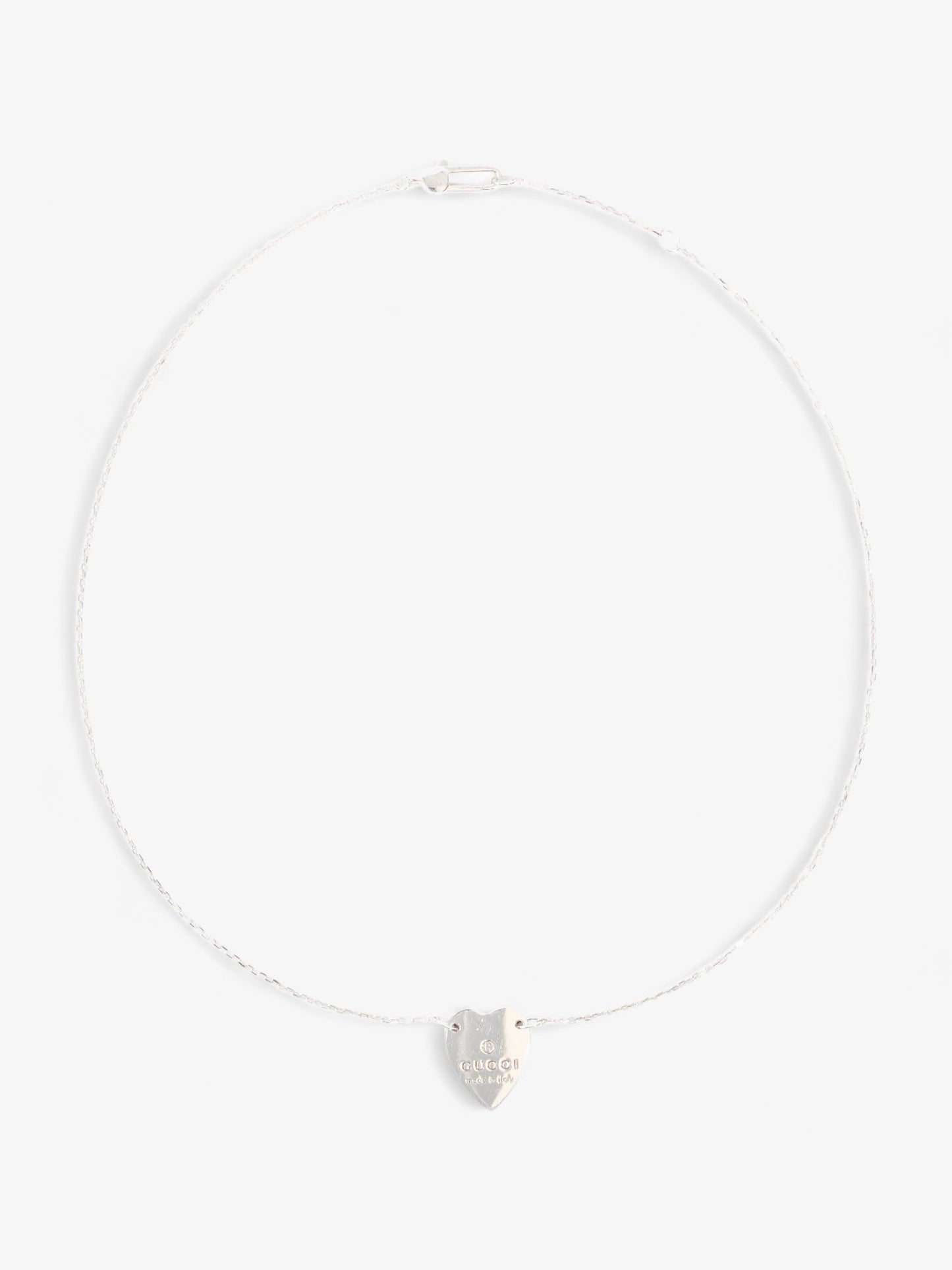 Gucci Trademark Heart Necklace Silver Silver Sterling