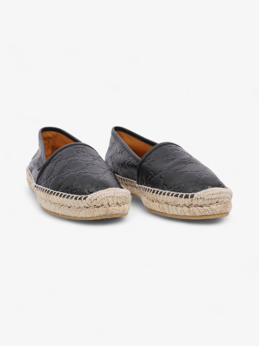 Gucci GG Embossed Espadrille Black Leather EU 39.5 UK 6.5