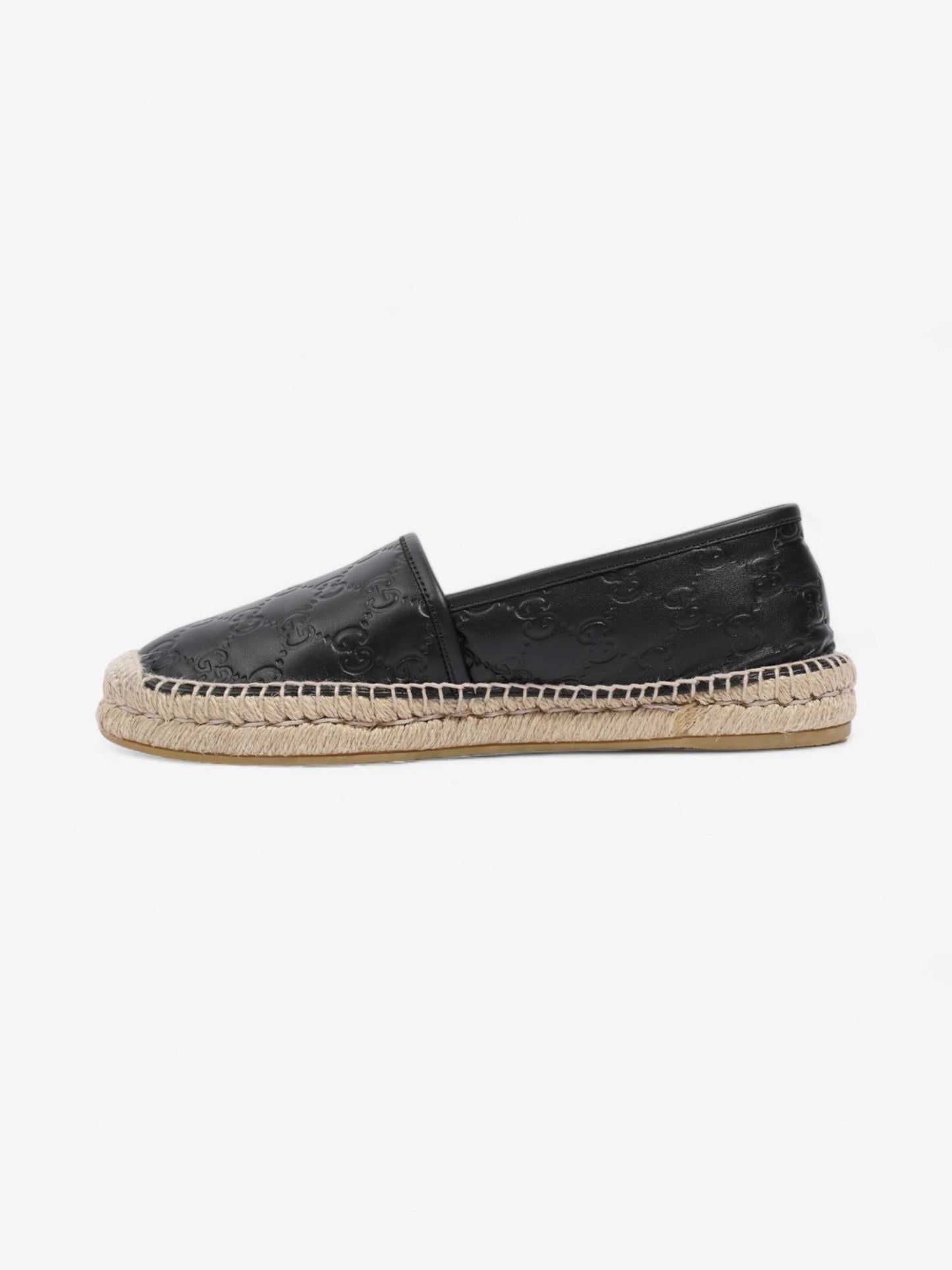 Gucci GG Embossed Espadrille Black Leather EU 39.5 UK 6.5