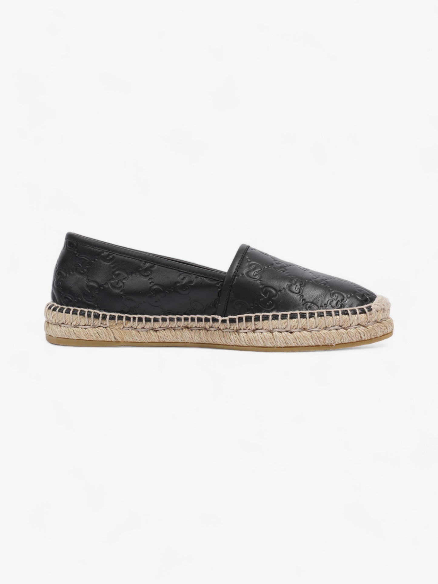 Gucci GG Embossed Espadrille Black Leather EU 39.5 UK 6.5