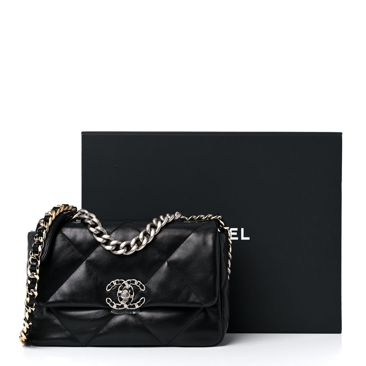 CHANEL MEDIUM LAMBSKIN QUILTED CHANEL 19 BAG