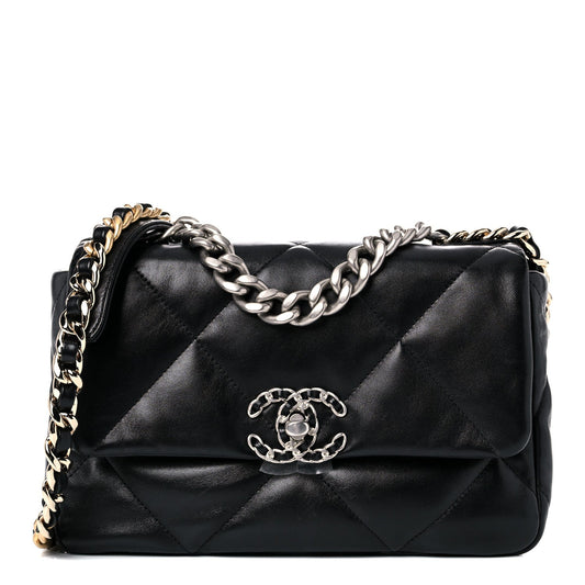 CHANEL MEDIUM LAMBSKIN QUILTED CHANEL 19 BAG
