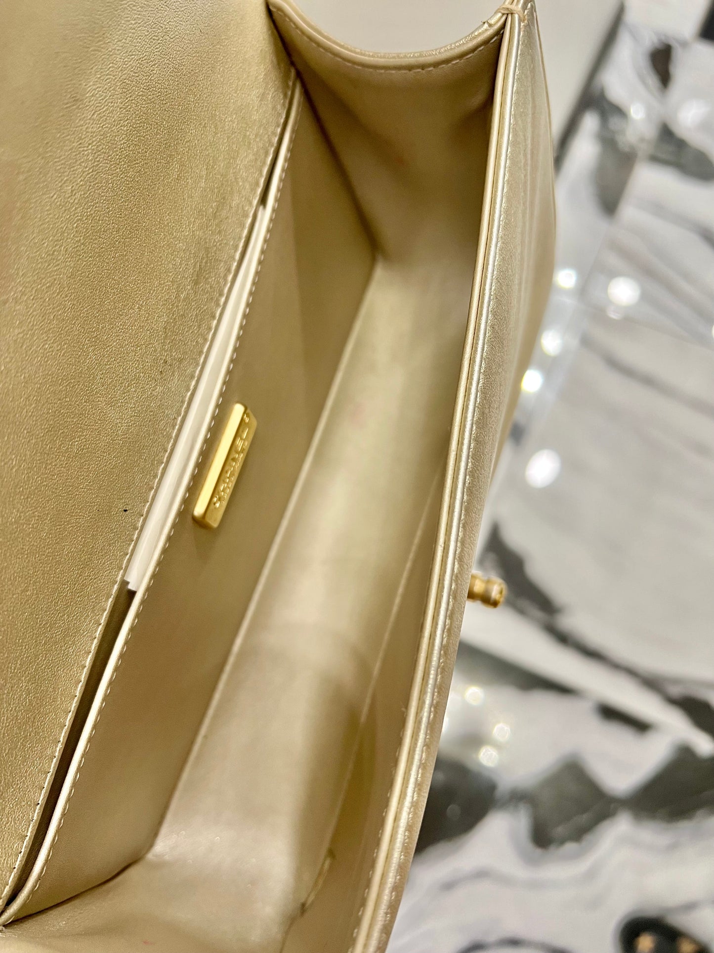 Chanel Boy Metallic Gold Python Flap Bag