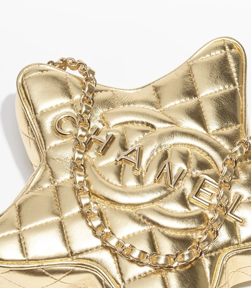 CHANEL CC METALLIC LAMBSKIN QUILTED WALK OF FAME STAR BAG