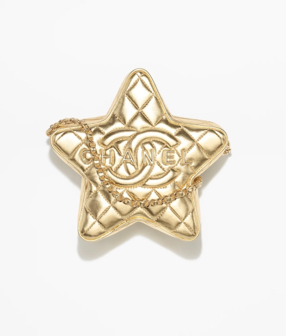 CHANEL CC METALLIC LAMBSKIN QUILTED WALK OF FAME STAR BAG