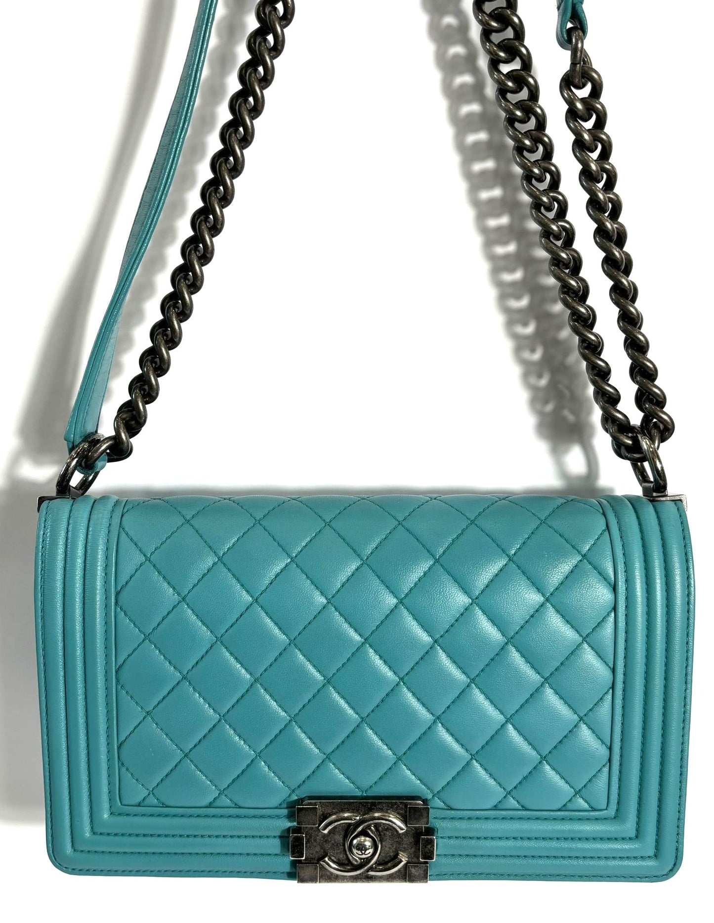 CHANEL CALFSKIN QUILTED MEDIUM BOY FLAP BAG