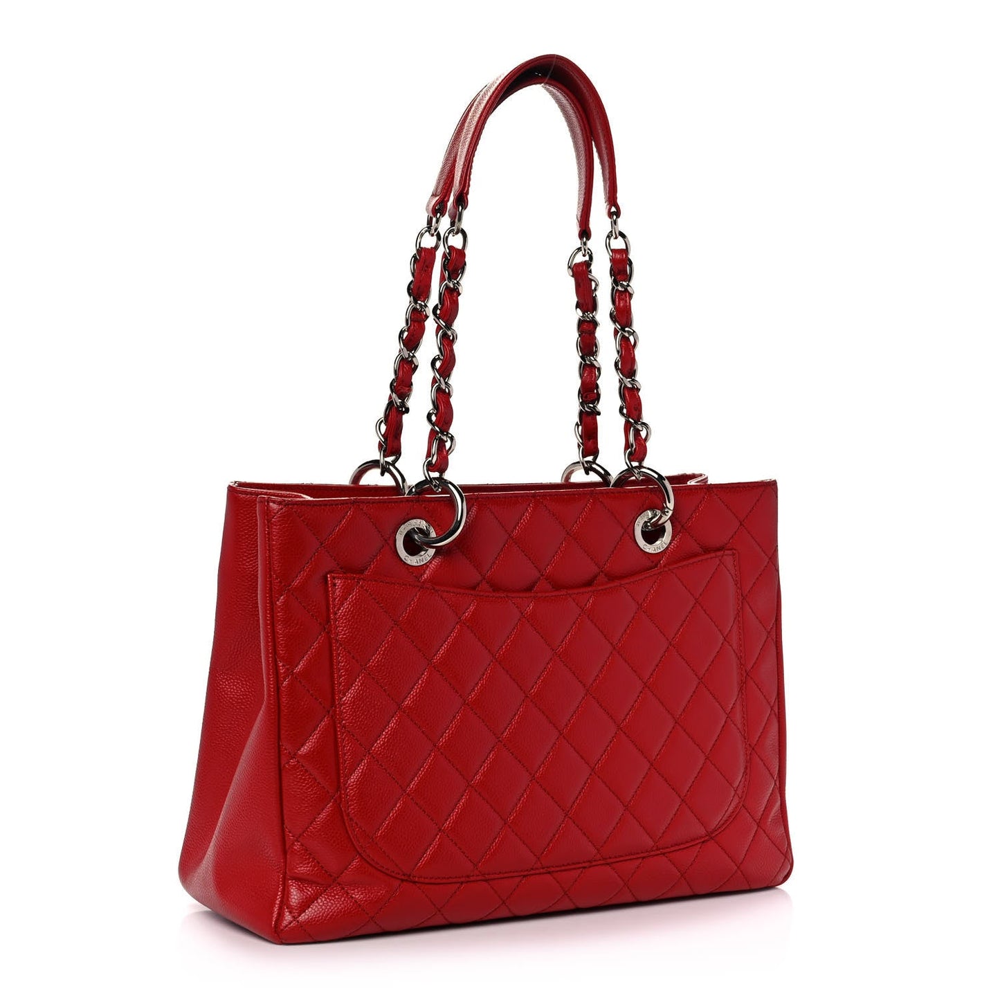 CHANEL Caviar Quilted Grand Shopping Tote GST Red
