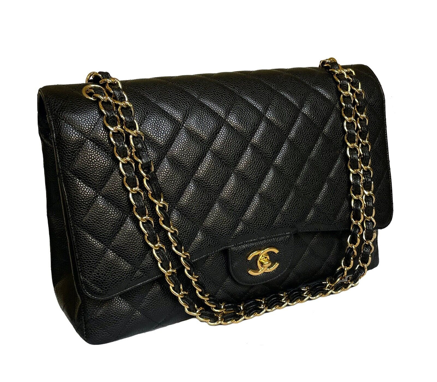 CHANEL MAXI CLASSIC CAVIAR LEATHER SINGLE FLAP BAG