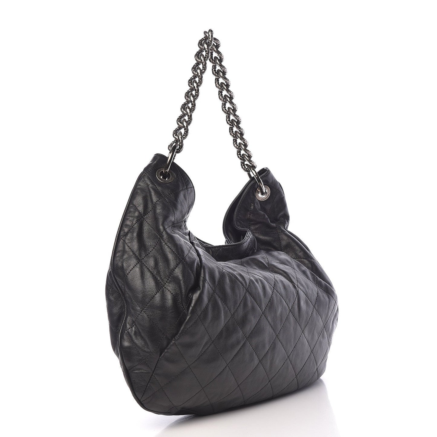 CHANEL COCO PLEATS QUILTED CALFSKIN LARGE HOBO BAG