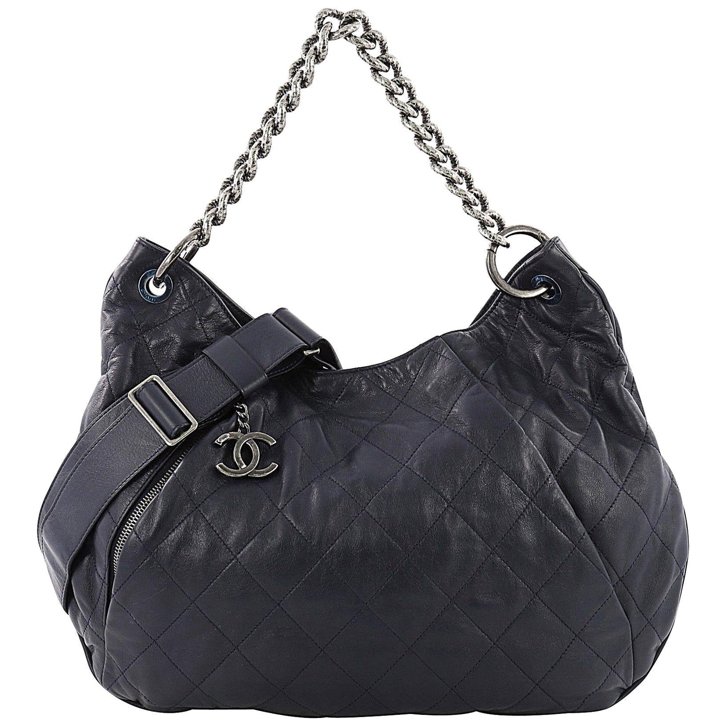 CHANEL COCO PLEATS QUILTED CALFSKIN LARGE HOBO BAG