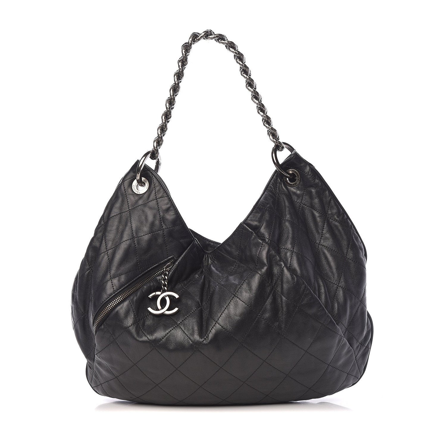 CHANEL COCO PLEATS QUILTED CALFSKIN LARGE HOBO BAG
