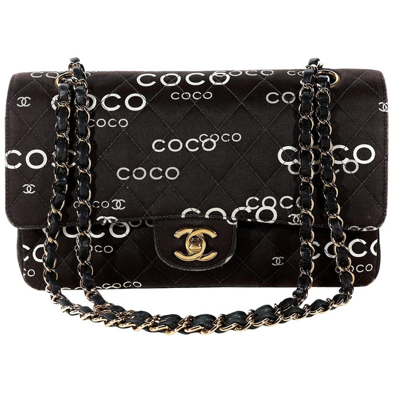 CHANEL CLASSIC COCO PRINT DOUBLE FLAP BAG