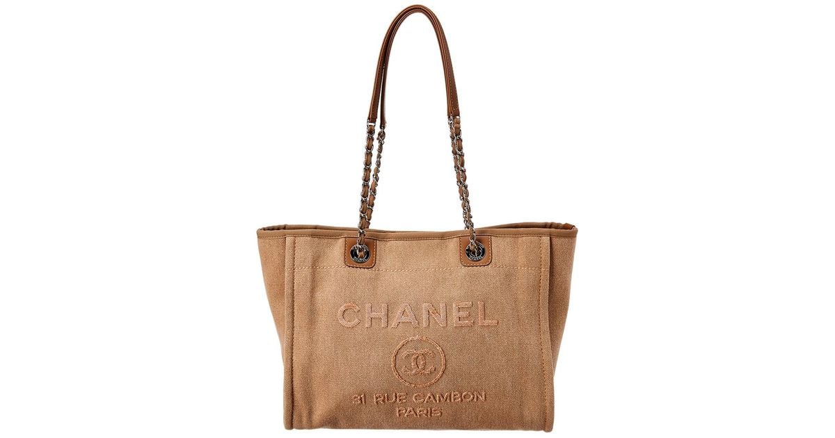 CHANEL CC DEAUVILLE CC CANVAS TOTE BAG