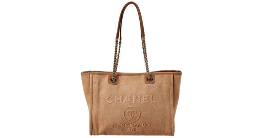 CHANEL CC DEAUVILLE CC CANVAS TOTE BAG