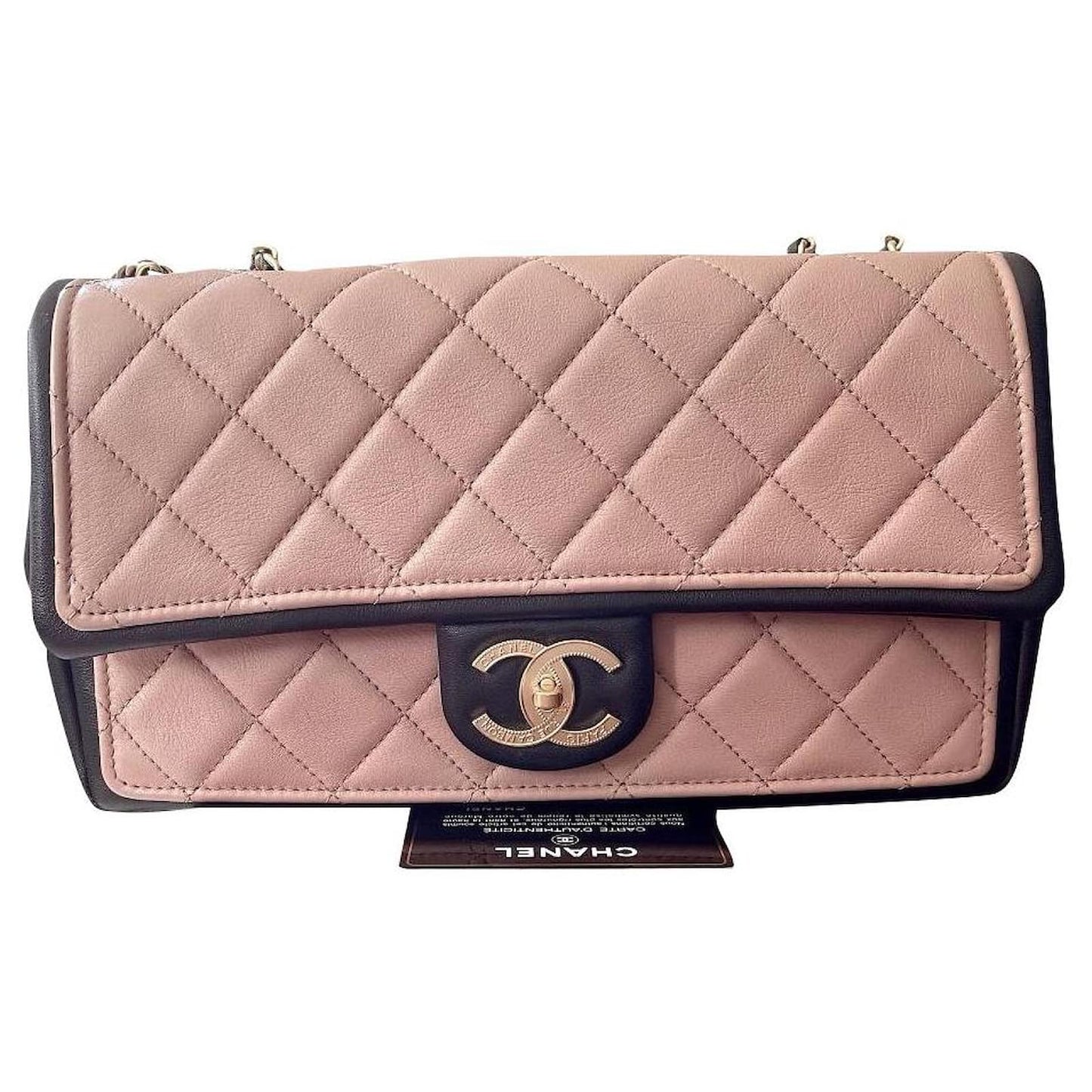 CHANEL QUILTED LEATHER DUO TONE FLAP BAG