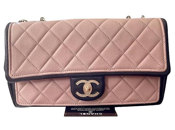 CHANEL QUILTED LEATHER DUO TONE FLAP BAG