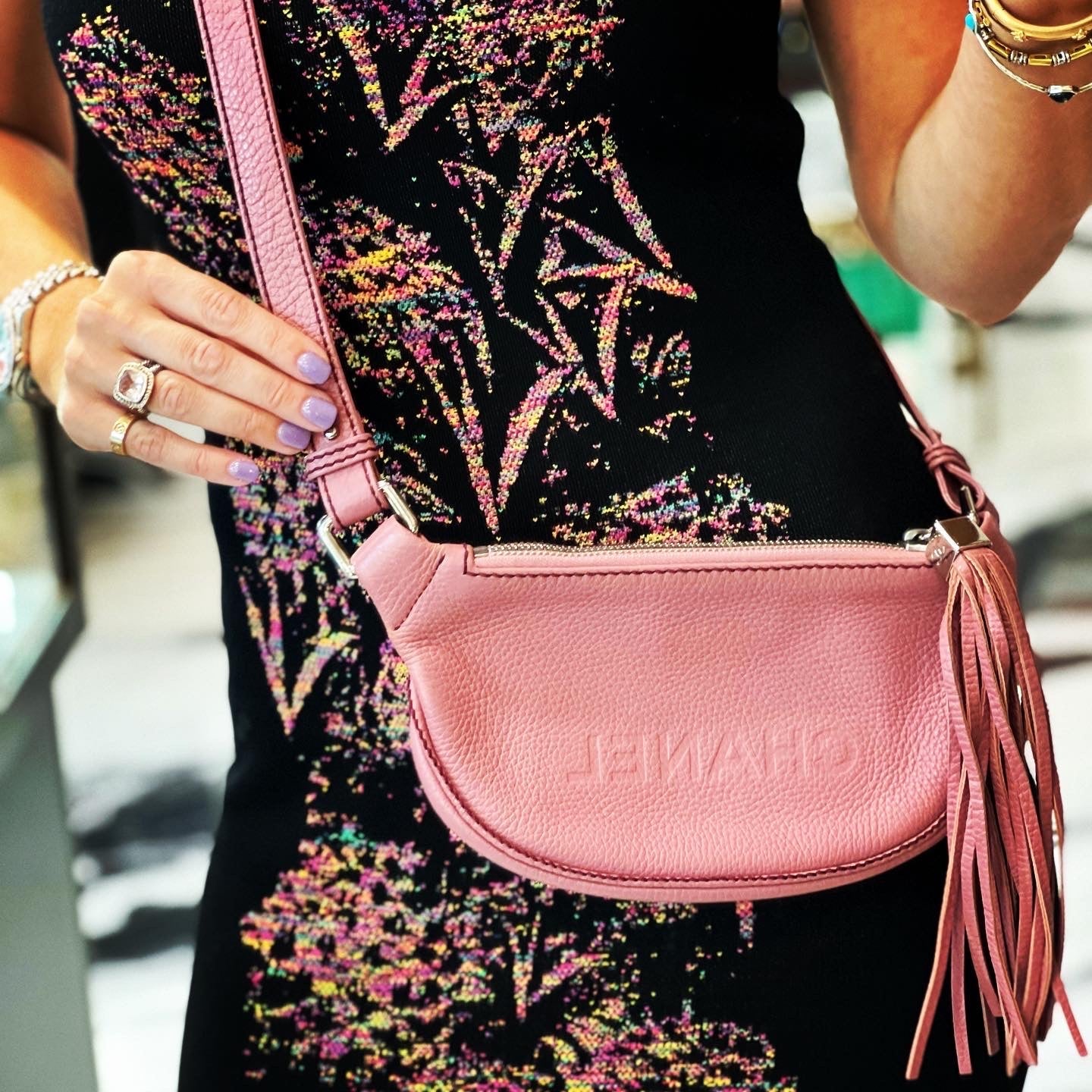 Chanel Lax Crossbody Bag Pebbled Leather Pink