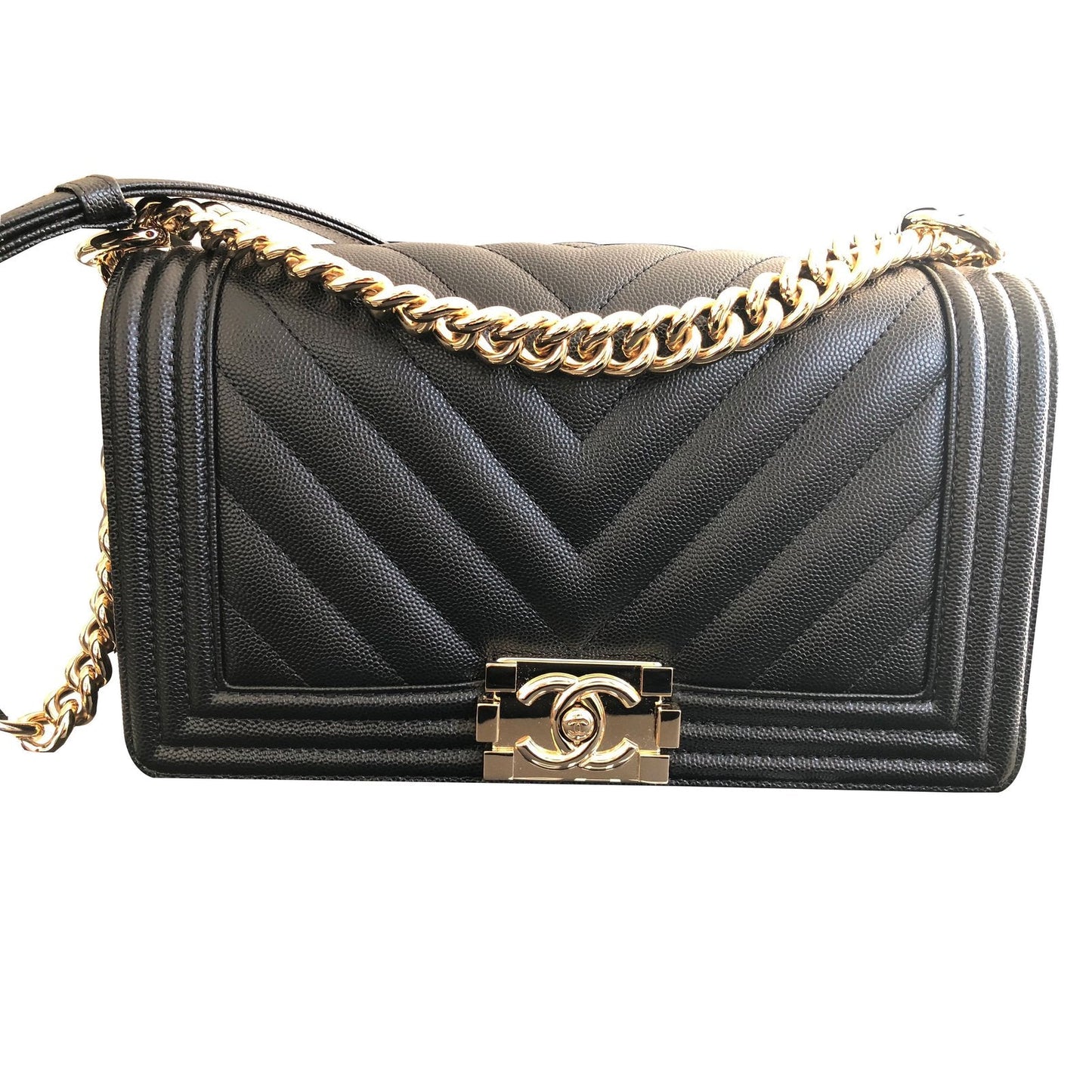 Chanel Chevron Quilted Boy Bag-Medium
