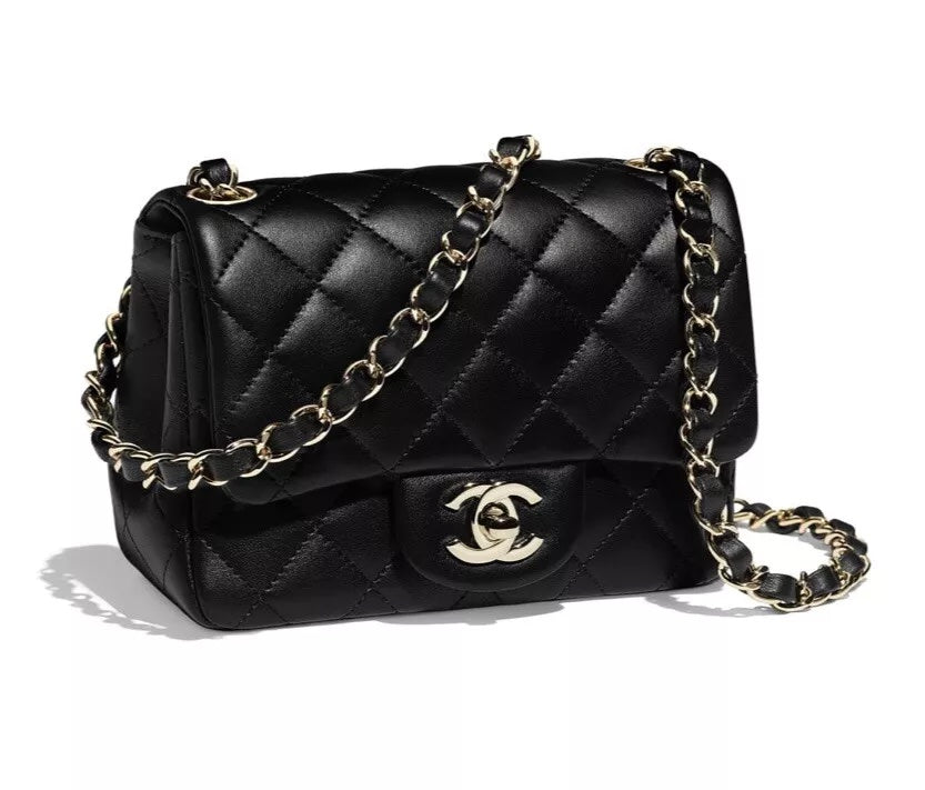 CHANEL SQUARE CLASSIC QUILTED LAMBSKIN MINI FLAP BAG