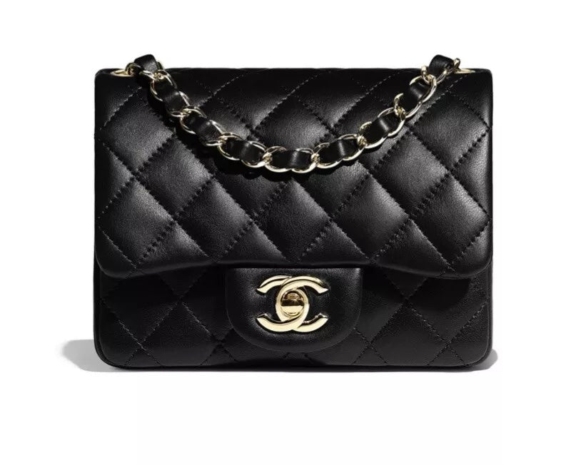 CHANEL SQUARE CLASSIC QUILTED LAMBSKIN MINI FLAP BAG