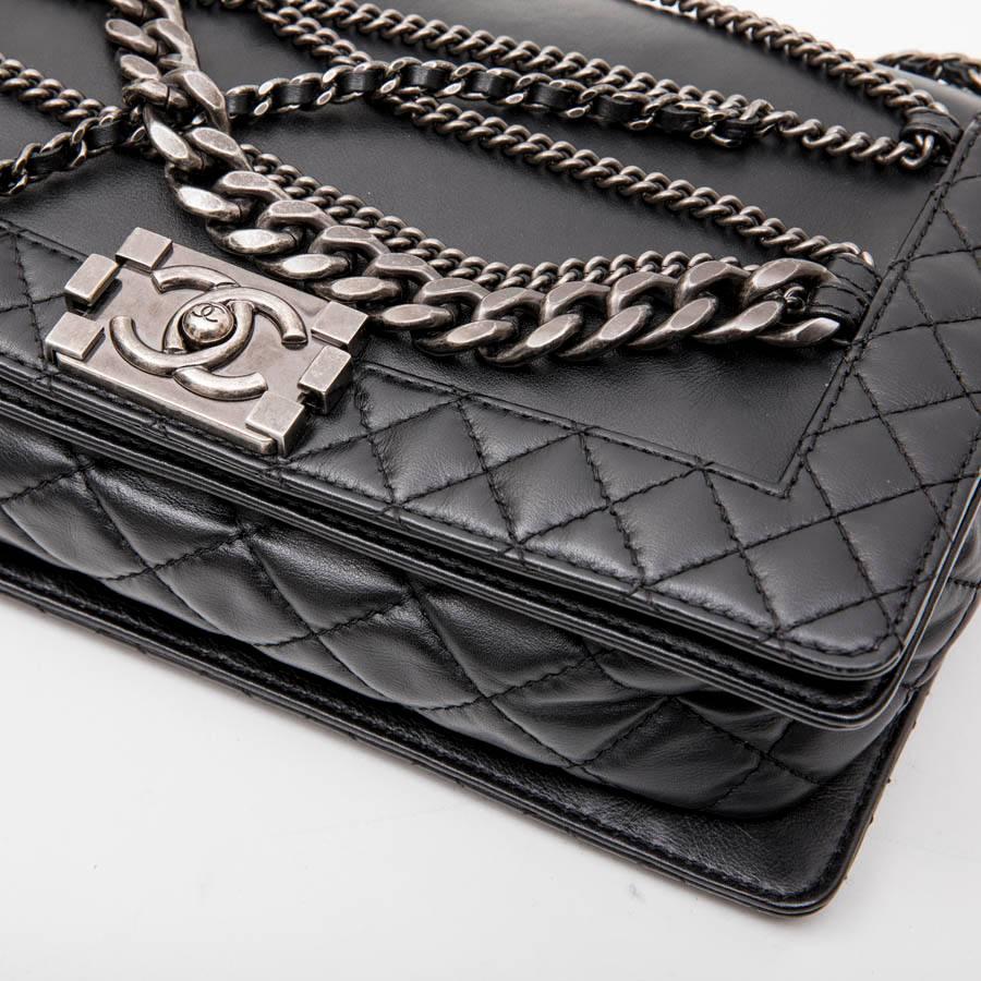 CHANEL 'Multi Chains' Boy Bag in Black Lambskin