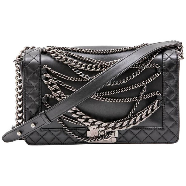 CHANEL 'Multi Chains' Boy Bag in Black Lambskin