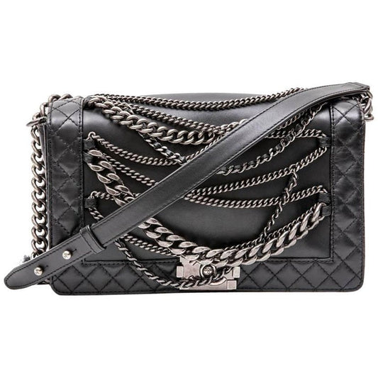 CHANEL 'Multi Chains' Boy Bag in Black Lambskin