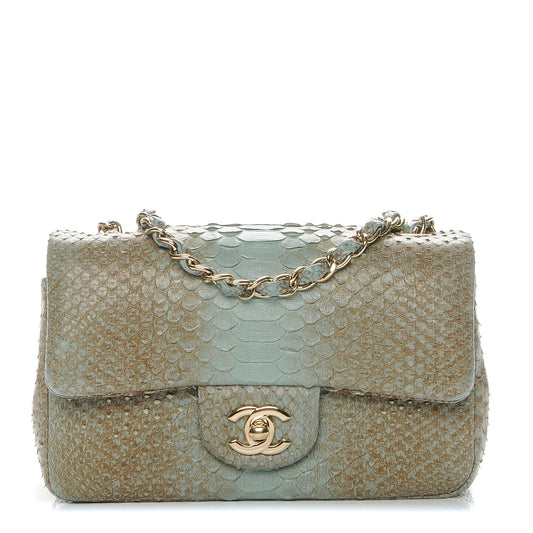 CHANEL PYTHON MEDIUM CLASSIC DOUBLE FLAP BAG