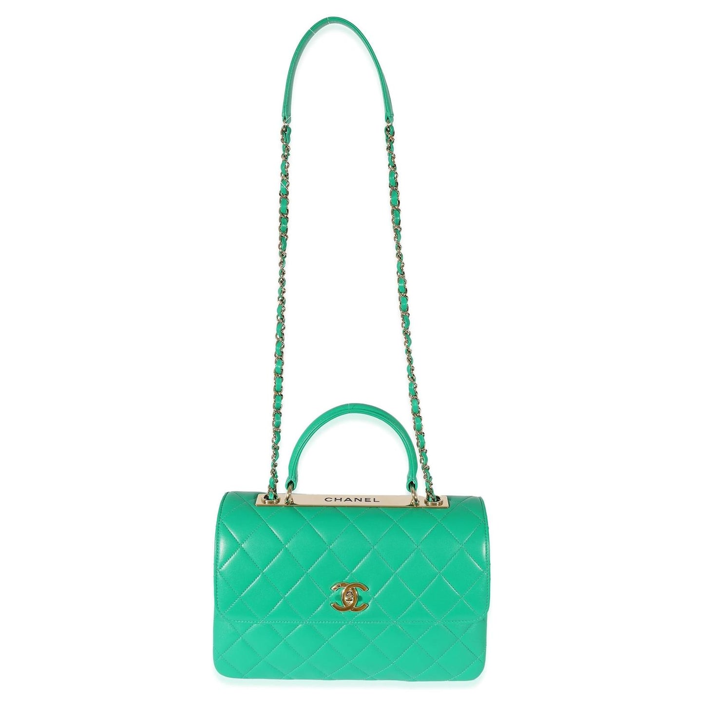 CHANEL QUILTED LAMBSKIN MEDIUM TOP-HANDLE TRENDY BAG