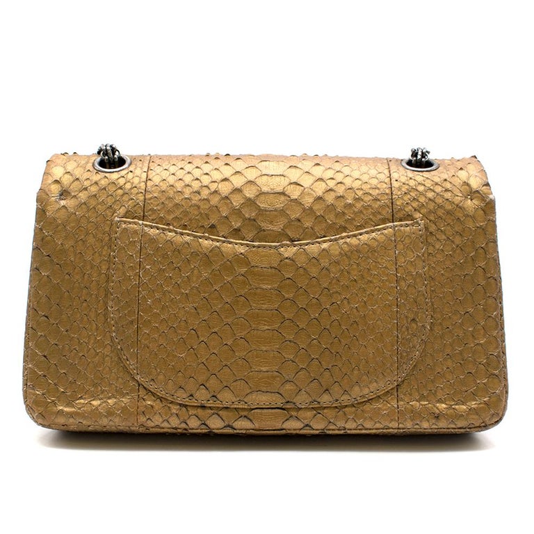 CHANEL REISSUE DOUBLE JUMBO FLAP BAG IN MATTE GOLD PYTHON