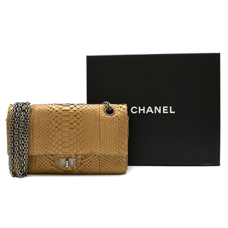 CHANEL REISSUE DOUBLE JUMBO FLAP BAG IN MATTE GOLD PYTHON