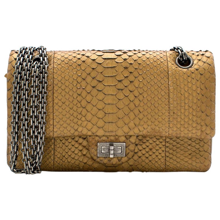 CHANEL REISSUE DOUBLE JUMBO FLAP BAG IN MATTE GOLD PYTHON
