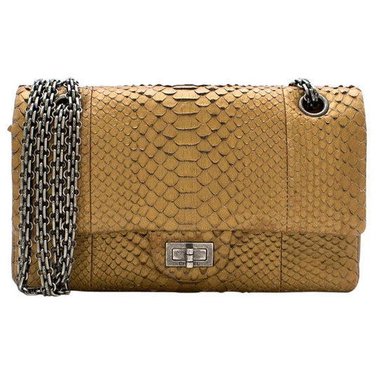 CHANEL REISSUE DOUBLE JUMBO FLAP BAG IN MATTE GOLD PYTHON