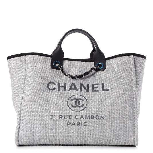 Chanel Woven Straw Raffia Medium Deauville Tote