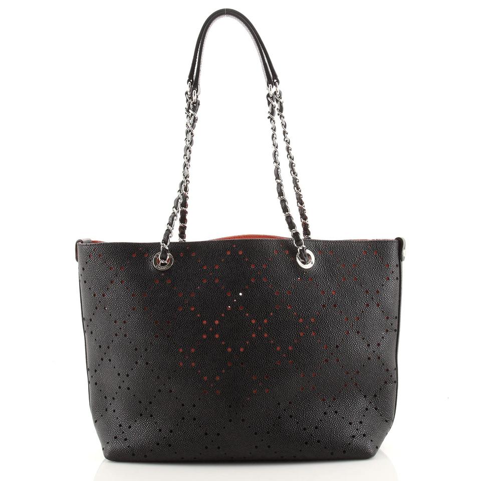 CHANEL PERFORATED CAVIAR LEATHER SMALL SHOPPING TOTE BAG