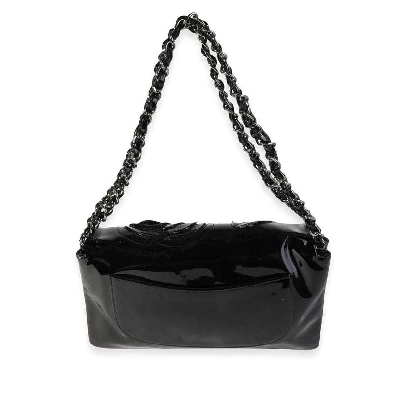 CHANEL PATENT LEATHER CAMELLIA FLOWER BAG