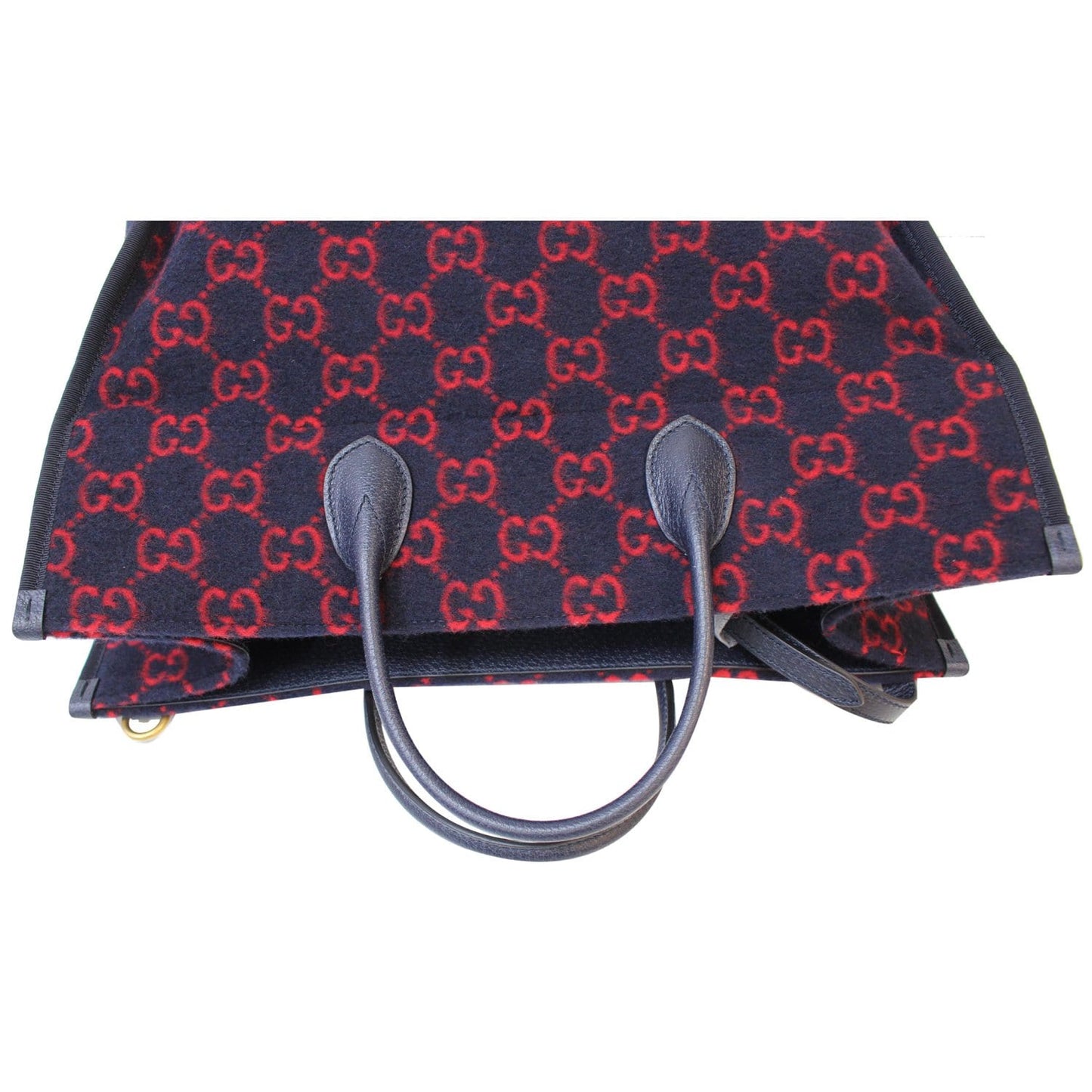 GUCCI GG Wool Tote Shoulder Bag Blue/Red 598169