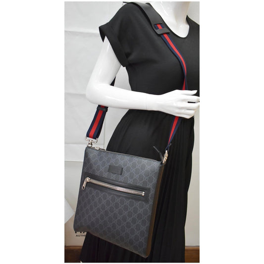 GUCCI GG Supreme Square Messenger Bag Black 474137