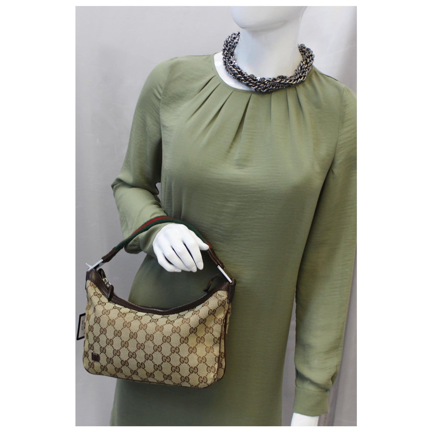 GUCCI GG Canvas Horsebit Hobo Bag Beige