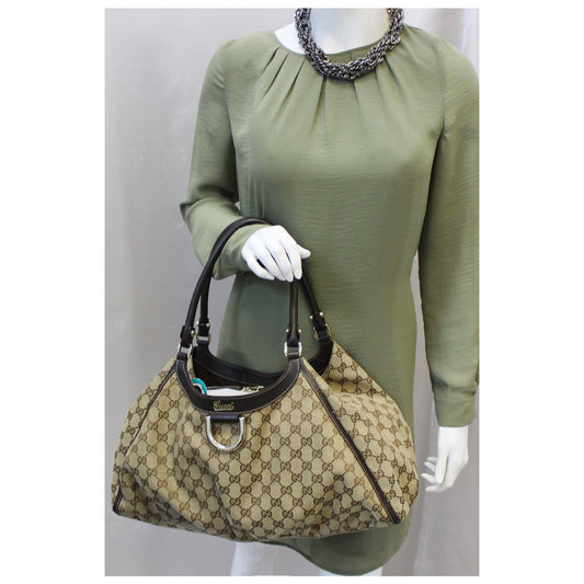GUCCI GG Canvas D Ring Large Hobo Bag 189835